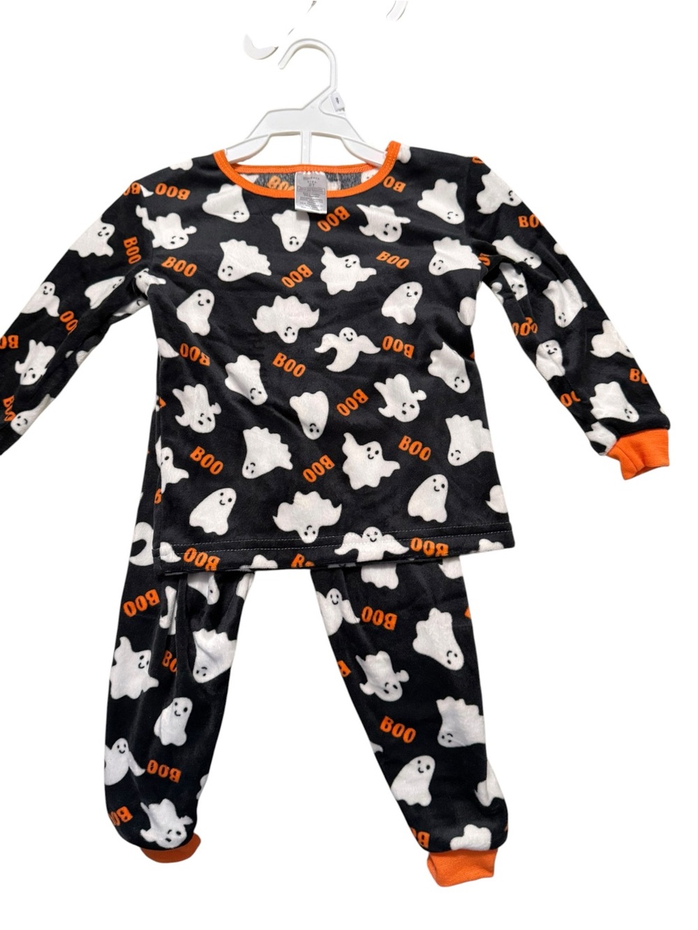 Modern Kids Toddler 2T Halloween Ghost Boo Velour Pajama Set NWT Black Orange